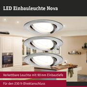 LED Einbauleuchte Nova aus gebürstetem Aluminium in Silber für moderne Küchenbeleuchtung
