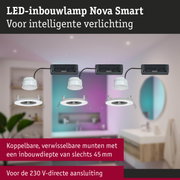 Witte LED-inbouwspot Nova Smart met zwarte aansluitdoos voor slimme verlichting