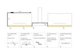 Technical drawing of LED profile with MaxLED 500 set, flex-connector and universal connector for flexible lighting setup.