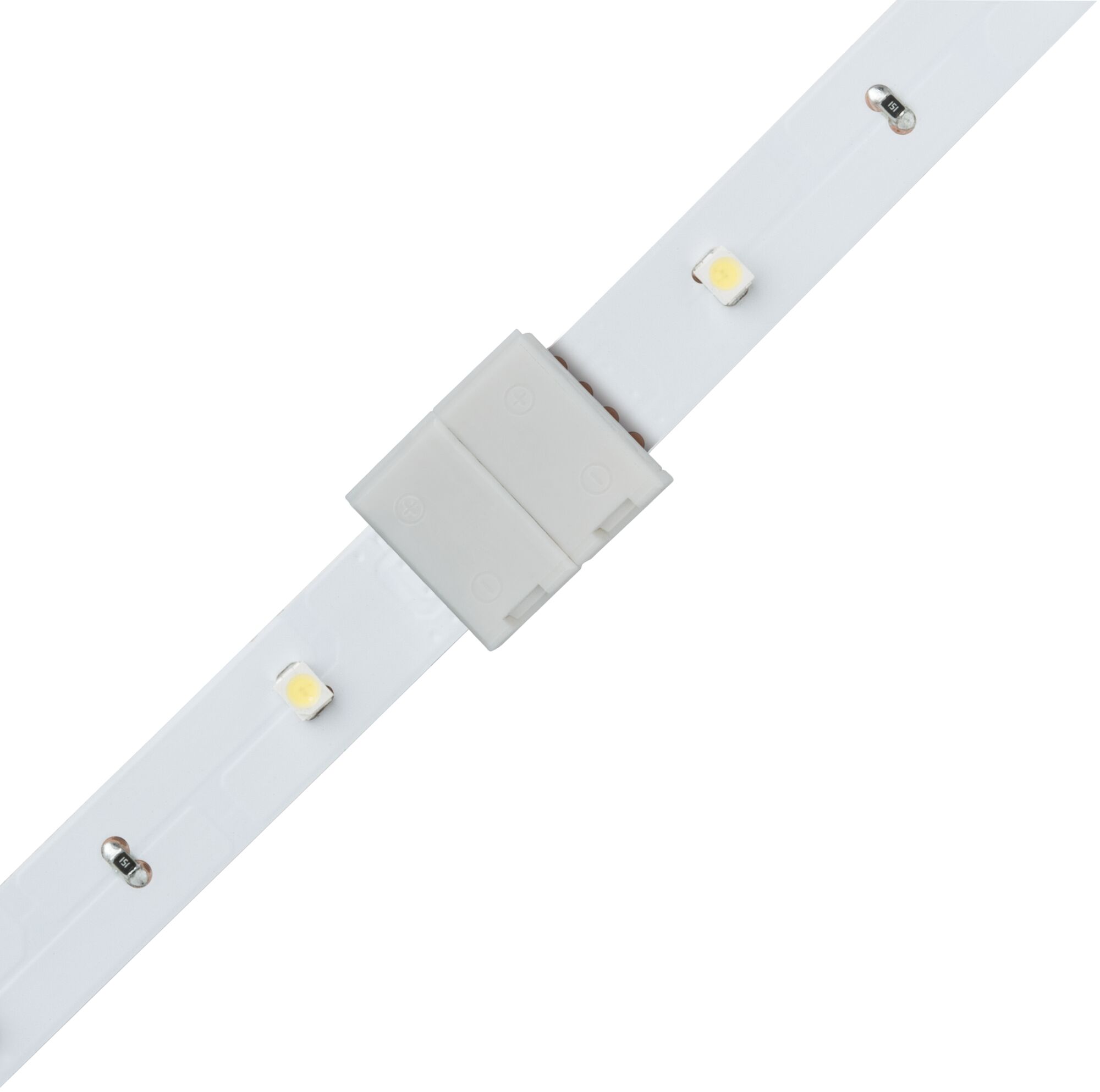 White plastic LED strip connector for flexible light strip installation