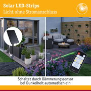Solar LED-Strips mit schwarzem Solarpanel und Fernbedienung für Gartenbeleuchtung ohne Stromanschluss