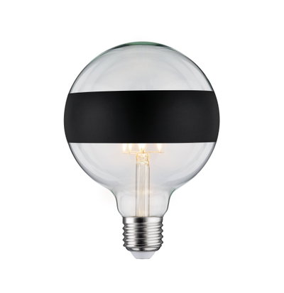 Clear glass LED filament bulb with black band, energy-saving light bulb for modern lighting
