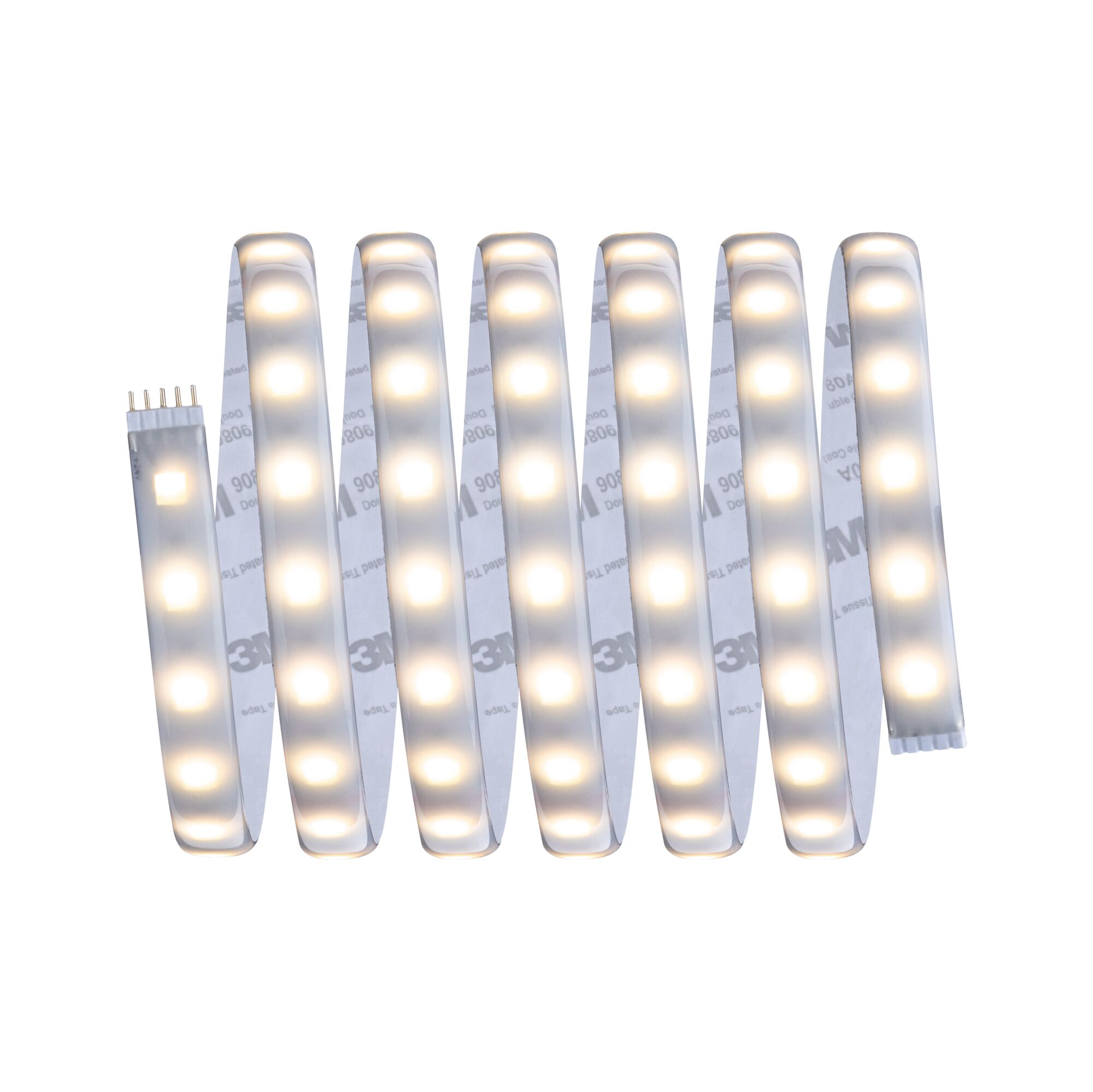 Bande LED flexible avec lumières blanc chaud sur support blanc pour éclairage décoratif intérieur