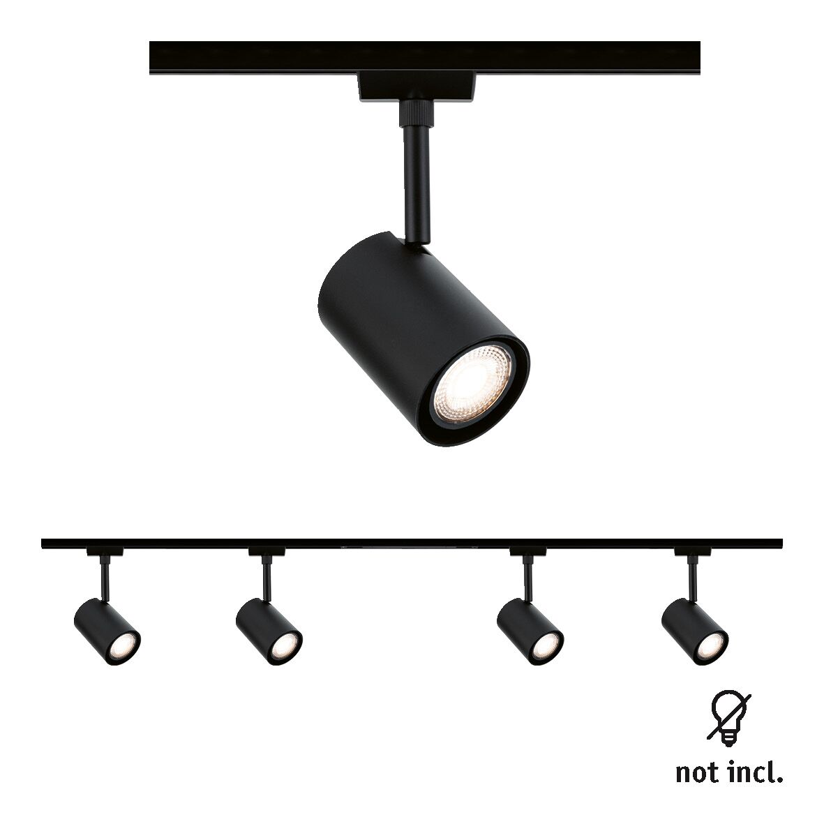URail Kolejnicový reflektor Luxe Startovací sada Středové napájení GU10 max. 10W 230V Černá matná