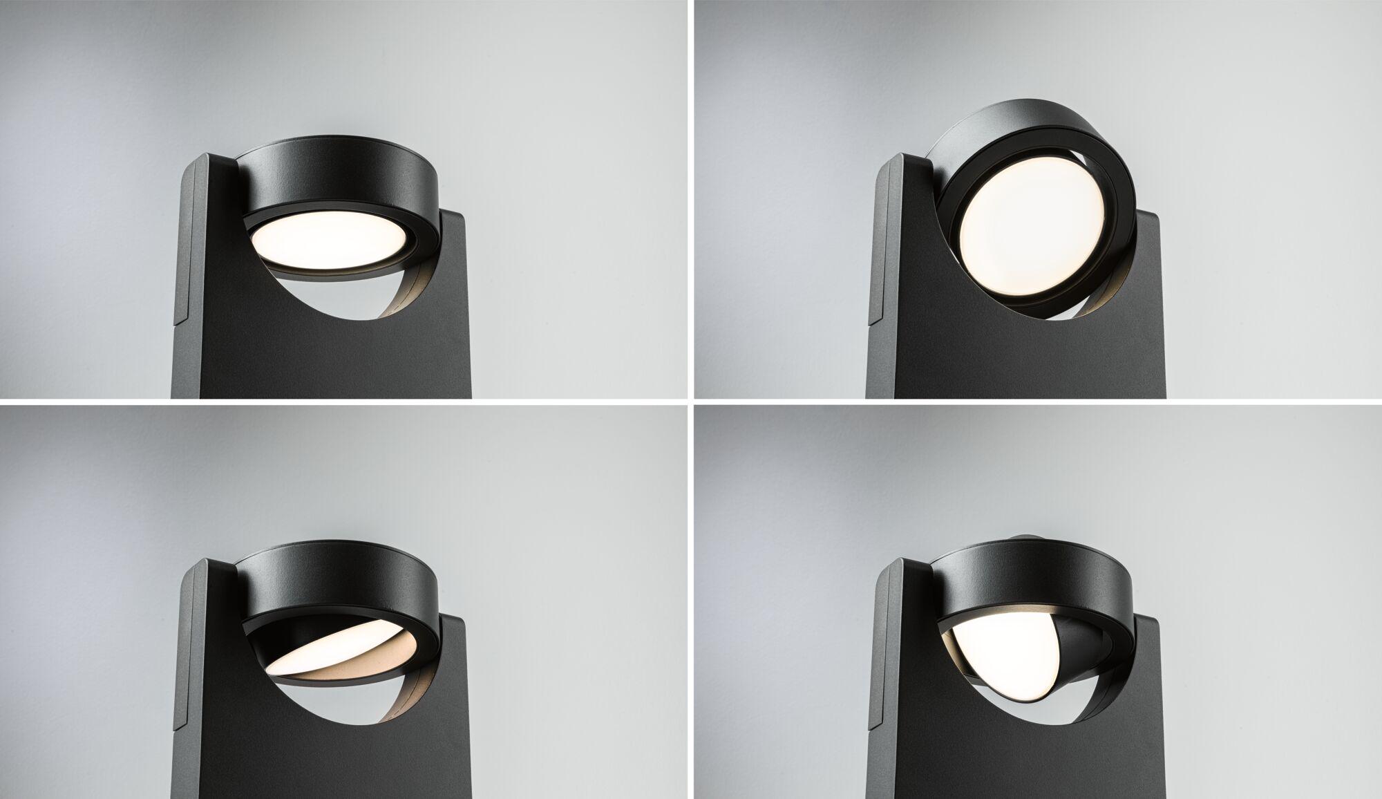 Black metal LED outdoor wall light with adjustable head for garden lighting
