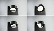 Black metal LED outdoor wall light with adjustable head for garden lighting