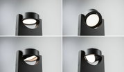 Black metal LED outdoor wall light with adjustable head for garden lighting