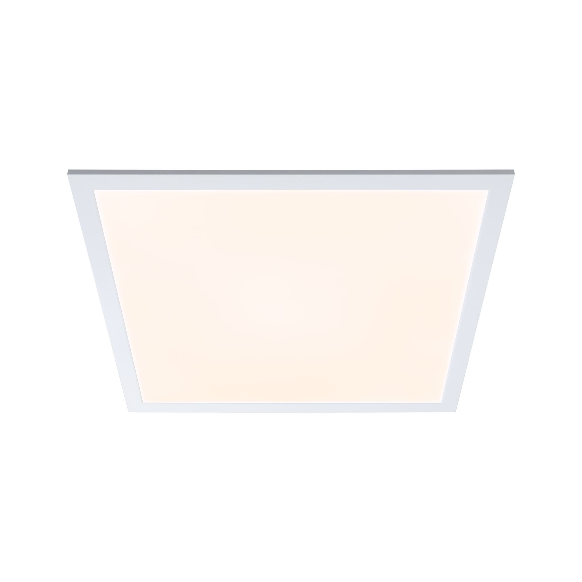 Square LED ceiling light with white frame and warm white light for modern indoor lighting