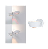 Modern white metal LED wall spotlight with warm white light and reflector for accent lighting