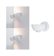 Moderne witte metalen wandspot met LED-licht en reflecterende lens voor accentverlichting binnenshuis