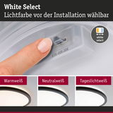 Finger stellt Lichtfarbe bei LED-Deckenleuchte ein mit wählbaren Weißtönen Warmweiß, Neutralweiß, Tageslichtweiß