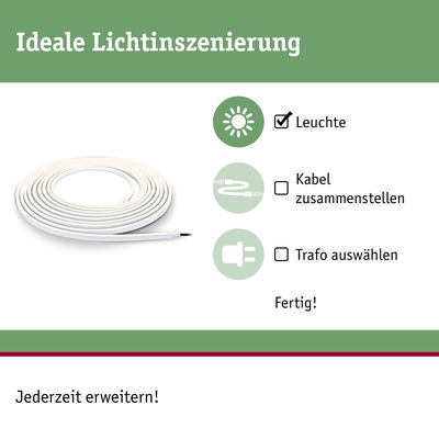 Weiße LED-Lichtleiste aus flexiblem Material für einfache Lichtinszenierung und Erweiterung
