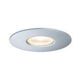 Ronde LED-inbouwspot van mat zilver aluminium met warm wit licht voor woonruimtes