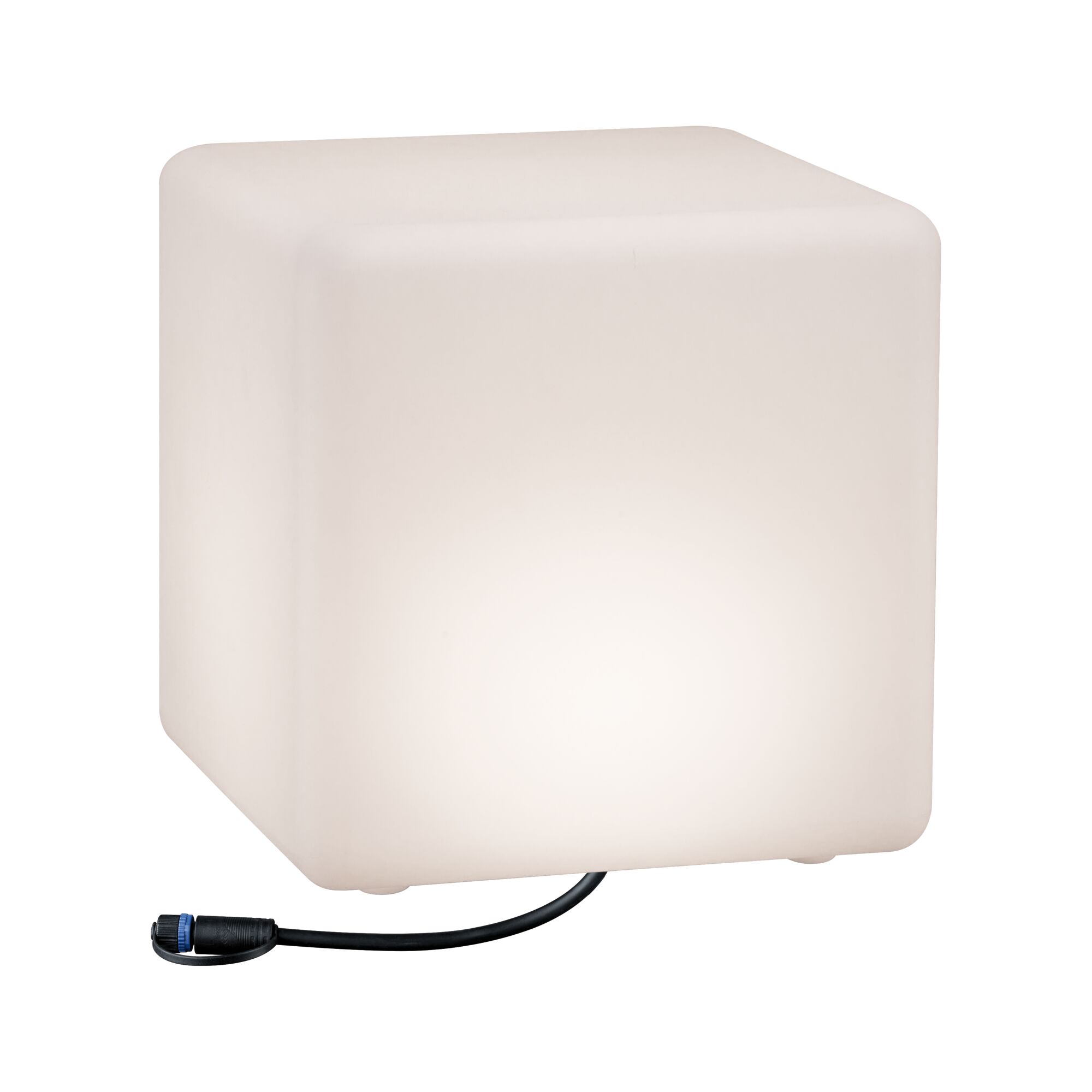Plug & Shine LED Light object Cube IP67 3000K 6,5W White White plastic LED cube with cable connection, modern outdoor lighting for garden and terrace