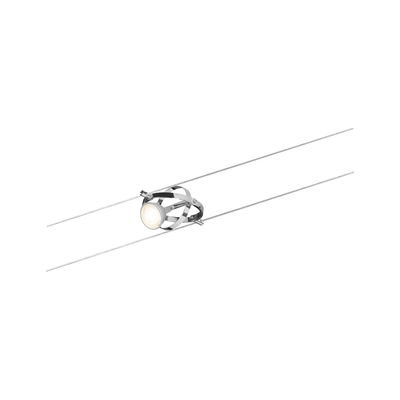 Modern cable spotlight in brushed silver metal with LED light for versatile lighting solutions