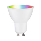 White LED spotlight with GU10 base and RGB color change for modern lighting design