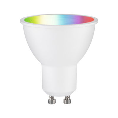 White LED spotlight with GU10 base and RGB color change for modern lighting design