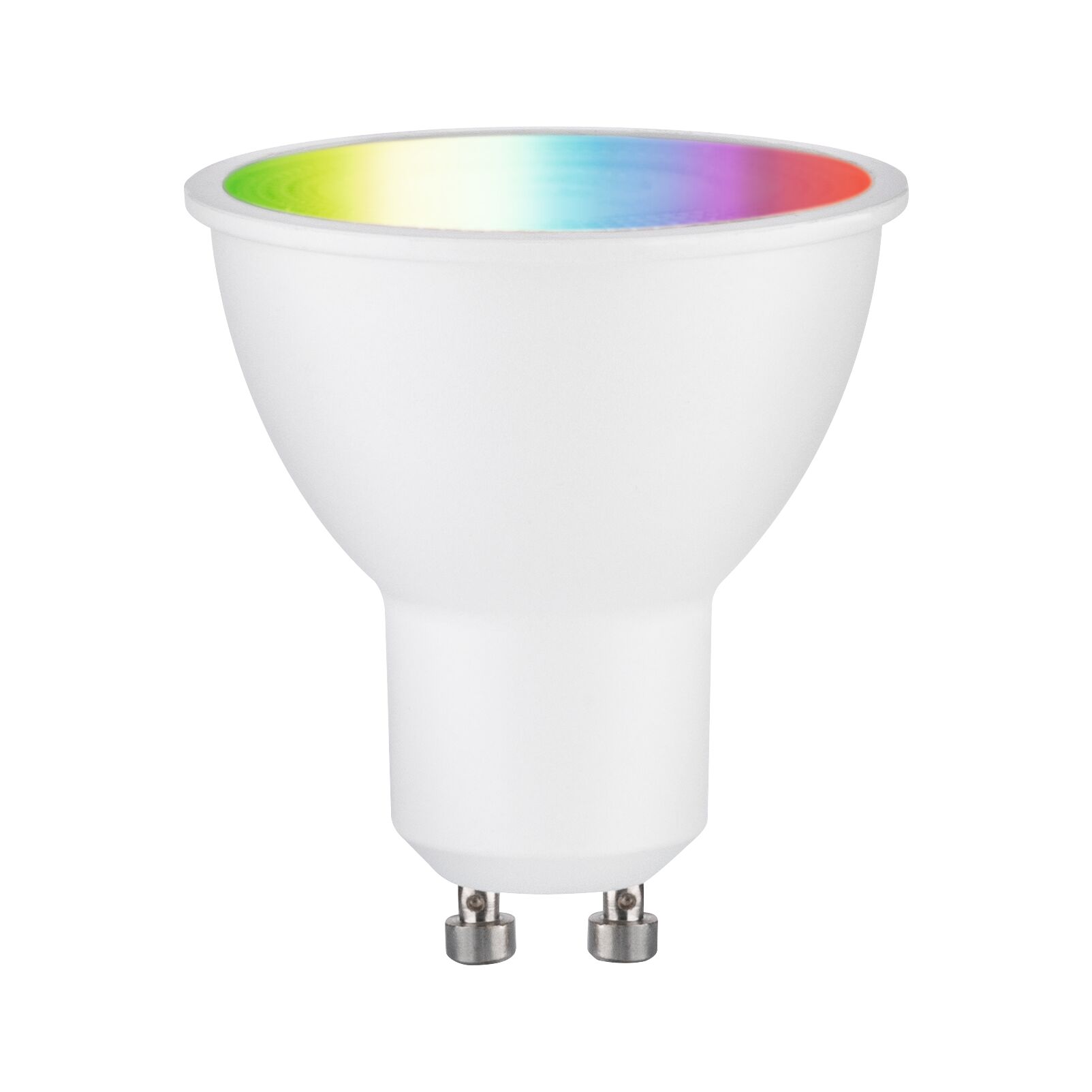 White LED spotlight with GU10 base and RGB color change for modern lighting design