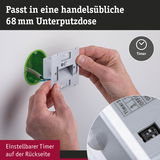 Elektrischer Timer mit einstellbarem Schalter für handelsübliche 68 mm Unterputzdose in Grau.