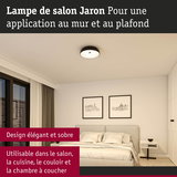 Lampe de plafond noire Jaron avec diffuseur blanc, design élégant pour salon et chambre.