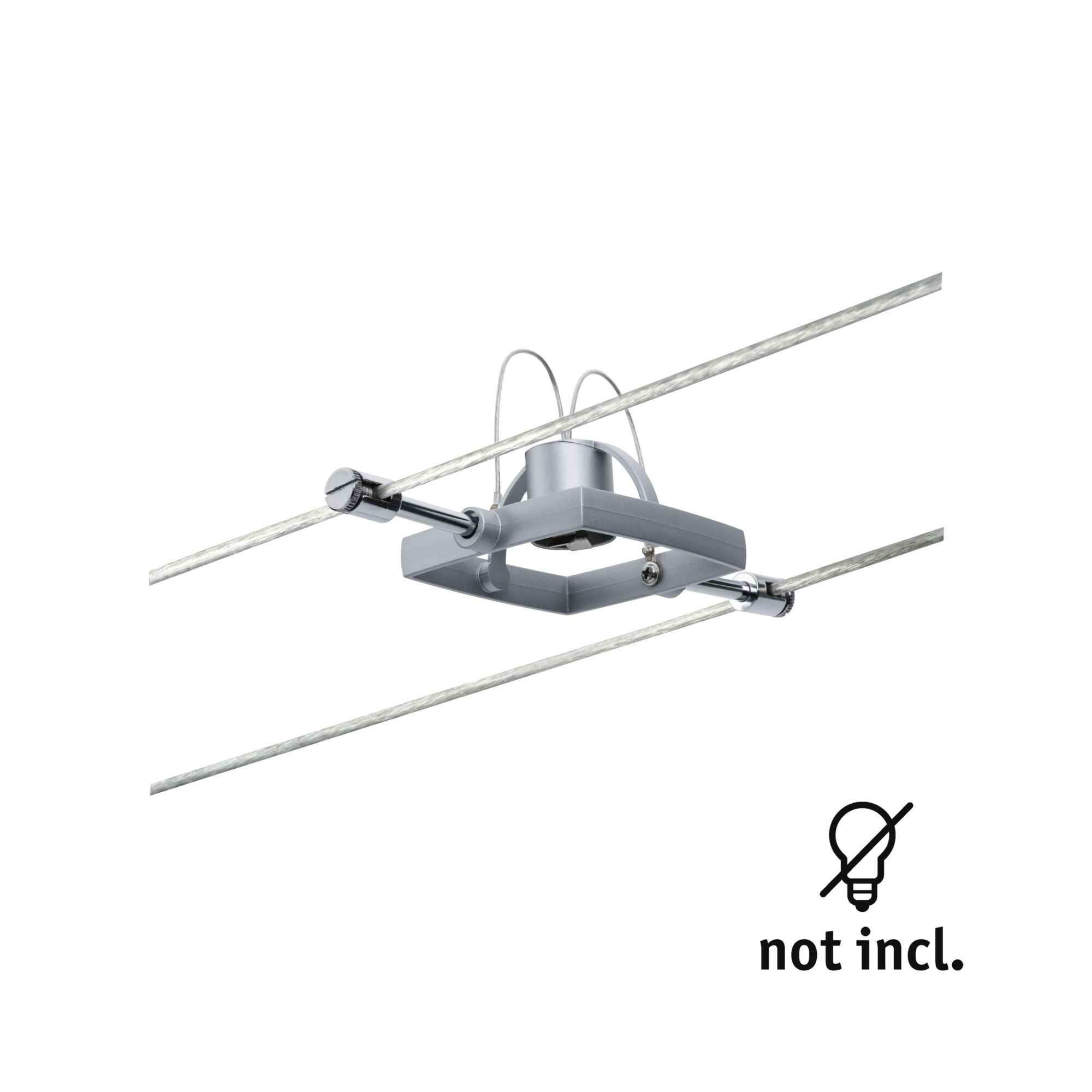 Silberner Seilspannadapter aus Metall für flexible LED-Seilbeleuchtung ohne Leuchtmittel