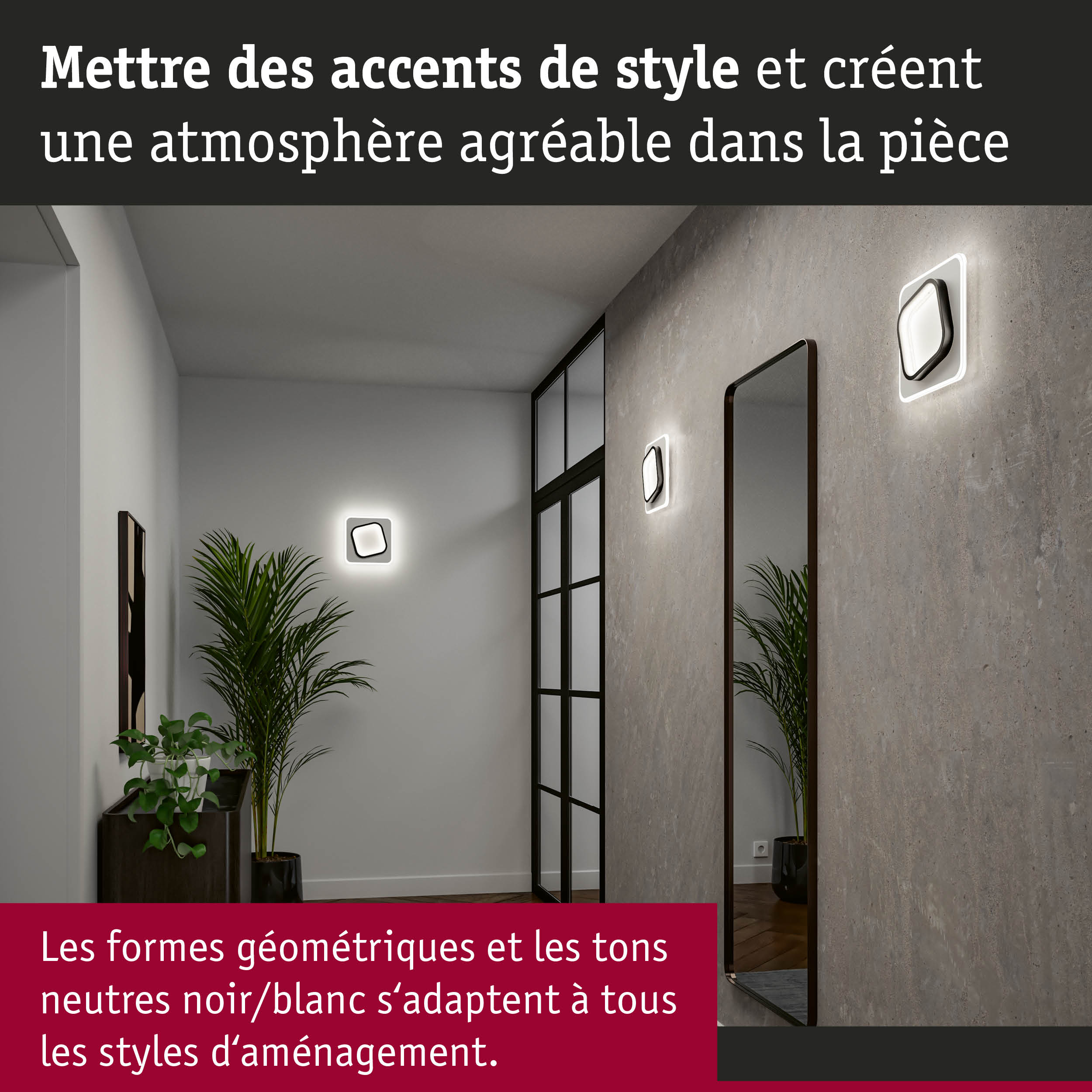 Appliques murales modernes en noir et blanc géométrique pour des accents de style dans la pièce