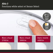 Panneau LED Abia 2 White Select Détecteur de mouvement crépusculaire (HF) rond 170mm 9,5W 1100lm White Select Blanc