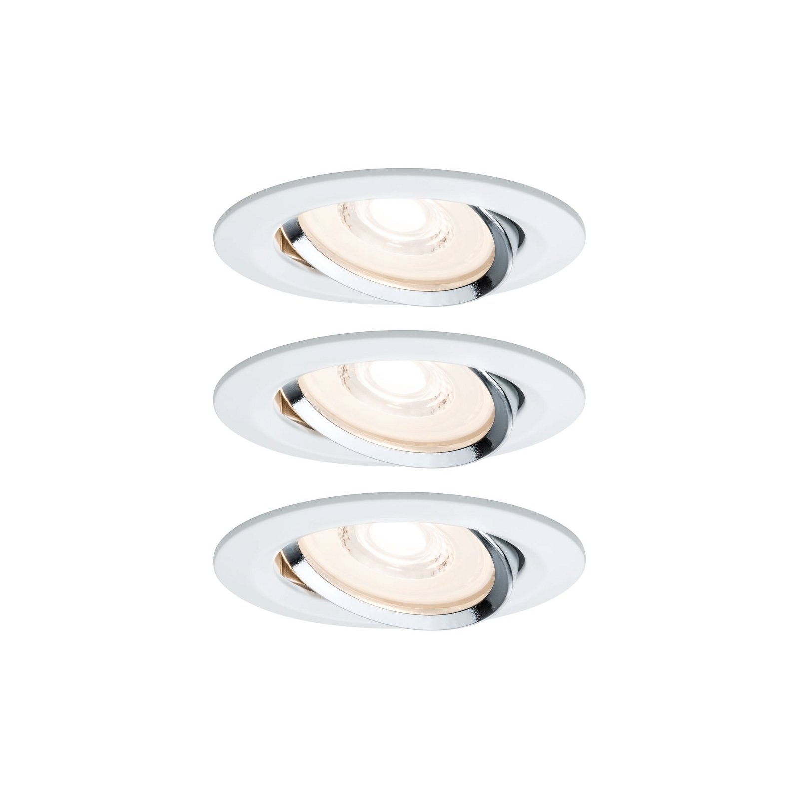 Premium Spot encastré LED Coin Kit de base orientable rond 84mm 50° Coin 3x6,8W 3x463lm 230V gradable 2700K Blanc/Chrome