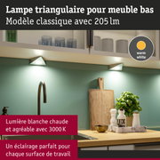 Lampe triangulaire blanche pour meuble bas avec lumière blanc chaud pour cuisine