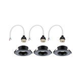 Set van drie zwarte inbouwspots met kabel en fitting voor LED-plafondmontage