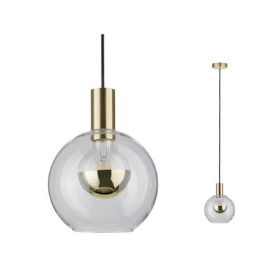 Moderne Pendelleuchte mit klarem Glas und messingfarbenem Metall für stilvolle Innenbeleuchtung