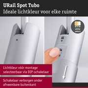 Zilveren URail Spot Tubo spot met instelbare lichtkleur en DIP-schakelaar voor flexibele verlichting