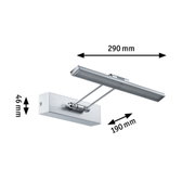 Silberne LED-Wandleuchte mit verstellbarem Arm und Maßen 290x190x46 mm für moderne Innenbeleuchtung