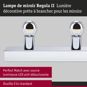 Lampe de miroir Regula II en métal chromé avec deux ampoules LED et douille E14 standard