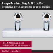 Lampe de miroir Regula II en métal chromé avec deux ampoules LED et douille E14 standard