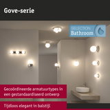 Moderne badkamerverlichting met witte bolvormige lampen aan wand en plafond in elegant ontwerp