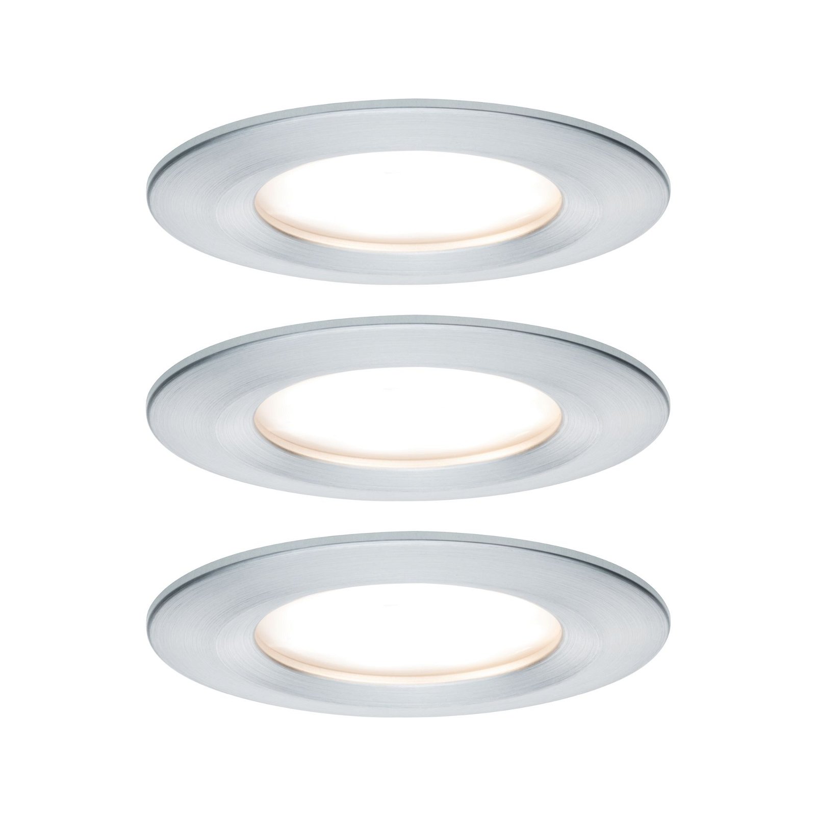 LED Recessed luminaire 3-Step-Dim Nova Coin Basic Set Rigid IP44 round 78mm Coin 3x6W 3x470lm 230V dimmable 2700K Turned aluminium