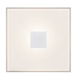 Square LED wall light made of white glass with aluminum center for modern lighting design