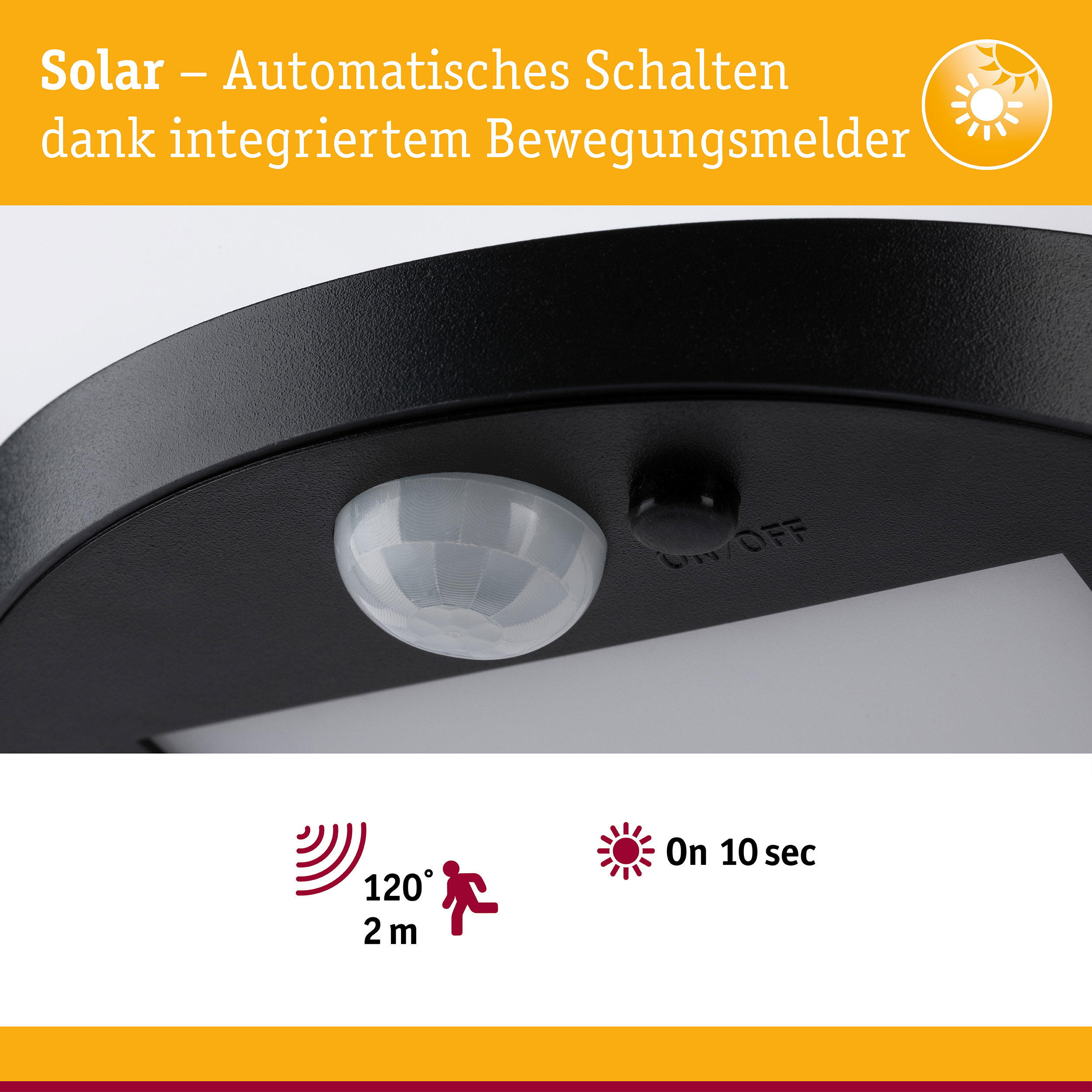 Solar LED Außenwandleuchte Ryse Bewegungsmelder IP44 3000K 30lm Anthrazit