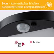 Solar LED Außenwandleuchte Ryse Bewegungsmelder IP44 3000K 30lm Anthrazit