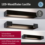 Schwarzer LED-Wandfluter Lucille aus Aluminium mit IP44 Schutz und einstellbaren Licht-Effekten