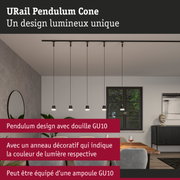 Suspensions modernes URail Cone noires avec douille GU10 au-dessus de la table à manger