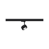 Zwarte metalen LED-spot op railsysteem voor flexibele binnenverlichting