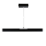 Black metal LED pendant light with steel cable for ceiling mounting in modern interiors