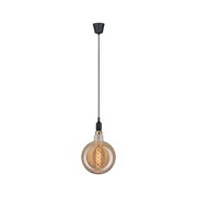 Ampoule suspendue avec câble noir et verre ambré pour éclairage décoratif intérieur