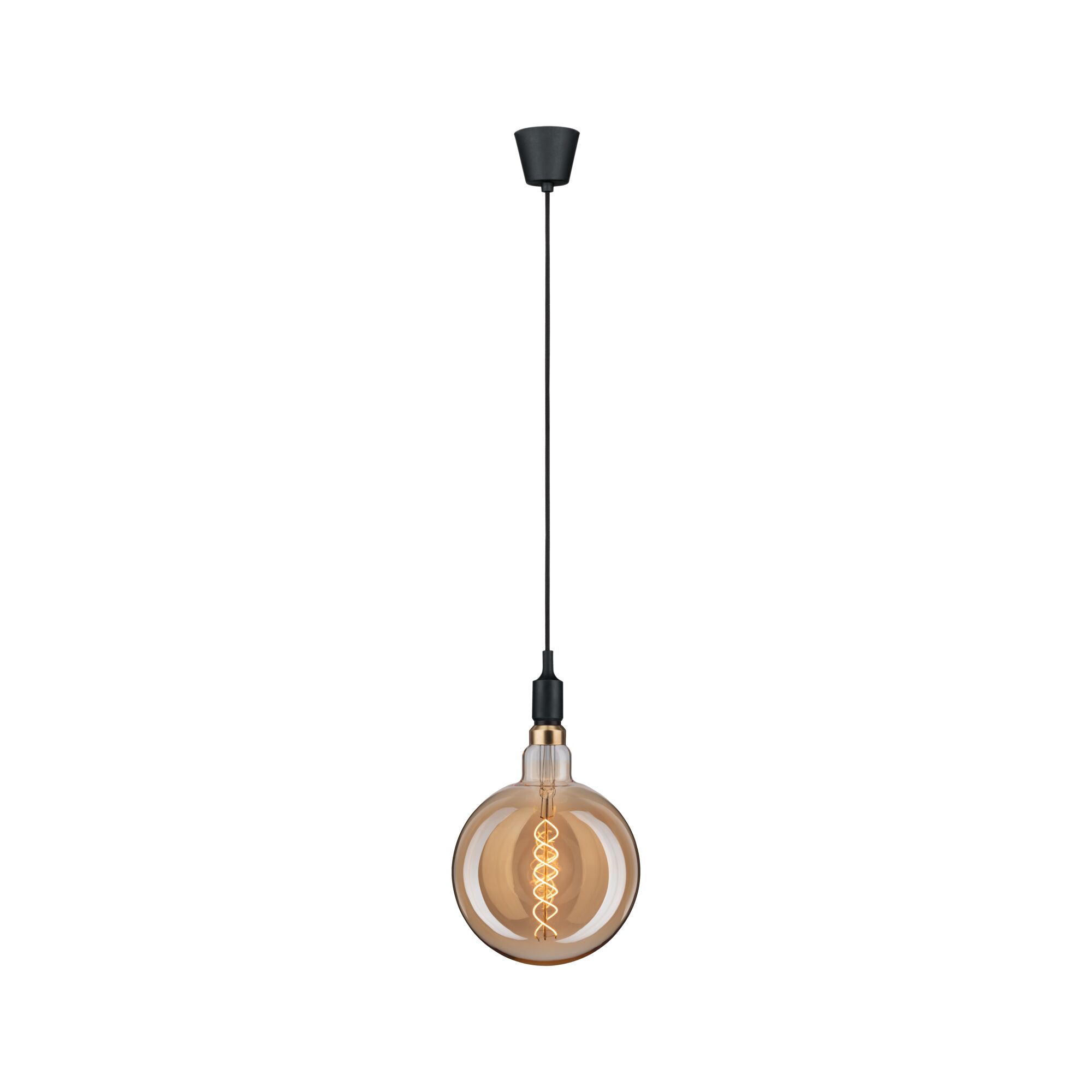 Ampoule suspendue avec câble noir et verre ambré pour éclairage décoratif intérieur