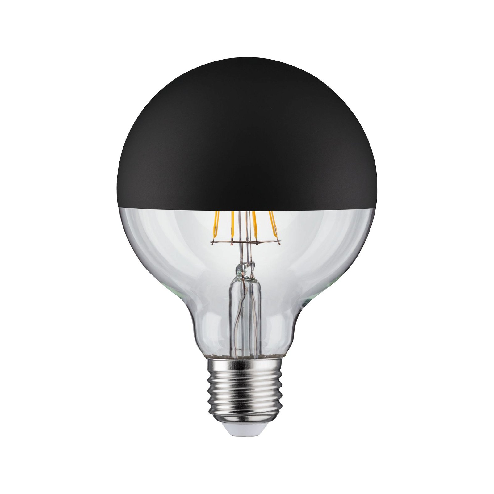 LED Globe 95 Kopfspiegel Schwarz matt 5W E27 Warmweiß dimmbar