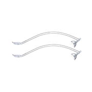 Two flexible LED reading lamps with silver metal arms and transparent cables for modern lighting