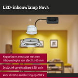 Witte LED-inbouwlamp Nova met zwarte kabel voor directe aansluiting op 230V