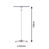 Runde LED-Pendelleuchte aus silbernem Metall mit 310 mm Durchmesser und 158 cm Länge für moderne Beleuchtung